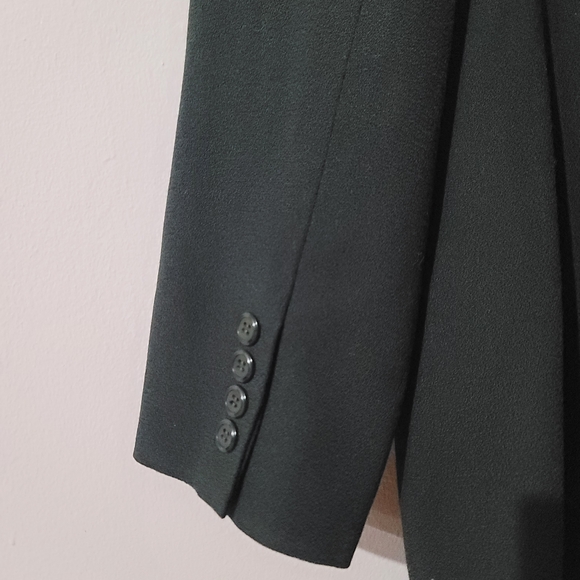 Talbots Forest Green Wool Longline Blazer Coat Quiet Luxury Dark Academia Sz 16 - Picture 6 of 8